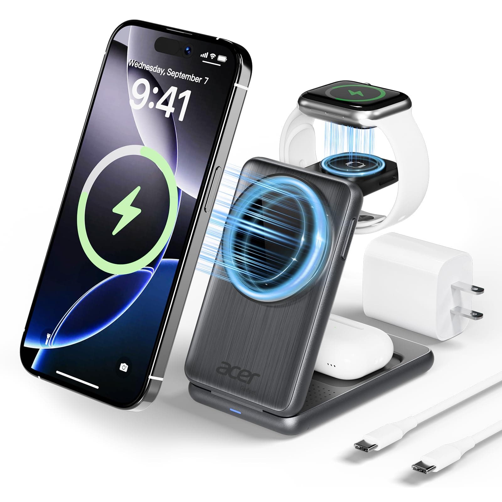 Acer 3-in-1 Magnetic Foldable Charging Station (15W)